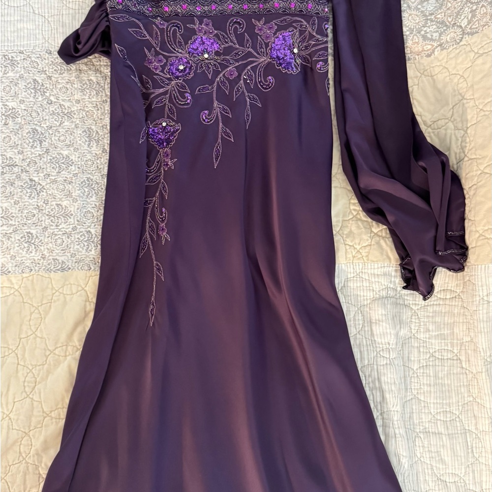 Elegant Purple Embroidered Dress